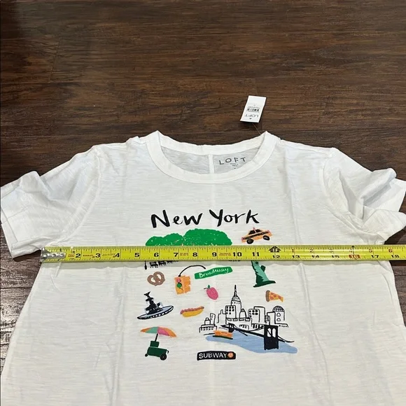 LOFT White New York Logo Short Sleeve T-Shirt Size S - Picture 6 of 7